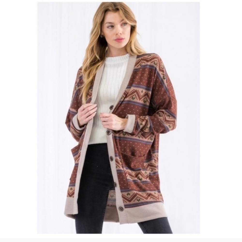 ✨WESTERN/AZTEC PRINT CARDIGAN-NEW - Picture 2 of 6